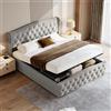 BLSYHDH Letto baule 160 x 200 con rete, letto imbottito idraulico con cassapanca in legno con contenitore e testiera per 2 persone letti per adulti baule (grigio+flanella, 160 x 200)