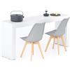 Mobili Fiver, Tavolo da pranzo Evolution 180x40, Bianco Frassino con Due Gambe, per 3 persone, Tavolo Da Pranzo Moderno Cucina, Made in Italy