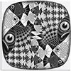 LVTFCO M.C. Escher Illusion Poster And Prints《Pesci E Squame》Wall Art M.C. Escher Dipinto su Tela per la Decorazione della Parete di casa Immagine 60x60cm Senza Cornice