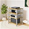 SHZYJBRY Supporto multimediale AV a 4 livelli, rack e supporti stereo, armadio per componenti video, rack audio per lettore DVD, console di gioco, TV Box, router WiFi (legno, 4 livelli)