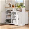 VIEKOS Isola da Cucina su Ruote, Isola da Cucina Estensibile con Area Pranzo e Sedie, Credenza con Ampio Spazio di Archiviazione, Ideale per Cucina e Soggiorno come Credenza (Bianco)