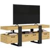 Songvas Mobile TV 140cm - Mobile TV in Stile Industriale con 2 Cassetti e 2 Ante, Finitura Rovere Simil-Rovere + Struttura Nero, adatto per Soggiorno/Camera(140x40x50cm)