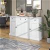 VIEKOS Grande credenza con 4 ante e 2 cassetti, moderno armadio a buffet per sala da pranzo e soggiorno, 150 x 40 x 86 cm (lunghezza x larghezza x altezza) - (bianco anticato)