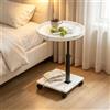 Ztexkee Tavolino da Divano Rotondo Tavolino per Divano Rotazione 360° e con Ruote, Tavolino a Forma di C Regolabile Altezza (45-80CM) per Soggiorno e Camera da Letto(bianco)