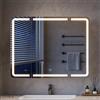 mojiasion Mobile Bagno Specchio con Luce e Contenitore - Armadietto a Specchio 3 Ante, Larghezza 80 cm - Specchio Bagno LED 3 Colori Dimmerabile - Specchiera Bagno con Ricarica USB+Prese