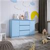 3E 3xE living.com Cassettiera a 2 ante 3 cassetti L: 120 cm, A: 78 cm, P: 40 cm, Colore: BLEU, armadio per camera da letto per adulti, armadio per camera da letto per bambini, credenza soggiorno