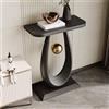 Tqertrtfxa Tavolino da Divano Condo,Tavolo da Veranda in Ardesia,Veranda per Soggiorno,Splendida Struttura Rettangolare in Marmo/Metallo,Tavolo da Veranda in Marmo Nordico(Black D,40cm/15.7in)