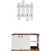 CATTERHOUSE Catter House CATTERHOUSE Armadio multiuso - Scarpiera Kavala bianco-marrone 90 x 32 x 53 cm con 2 porte, 2 ripiani (Ext./INT.) e Appendiabiti