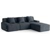 MILYsofa Divano modulare angolare 3 posti con penisola, tessuto chenille, fodere dei cuscini removibili (Blu Grigio, 3 posti con penisola)