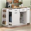 VIEKOS Credenza moderna con cassetti diversi, credenza con vano porta rifiuti e porta spezie esterno per sala da pranzo, soggiorno e cucina (Bianco)