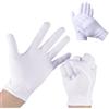 FOSDICK 10 Paia Bianchi Guanti Cotone Dermatologici, Riutilizzabili Guanti per Crema Mani Notte, Guanti Bianchi Uomo Donna, Traspiranti Guantis in Tessuto per Cerimonia Mani Secche Gioielli Lavoro