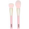 PARSA Beauty LOV.U - Set di 2 pennelli da trucco per fondotinta, cipria e fard, colore: Rosa