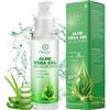 Oukzon Aloe Vera Gel Puro 100%, Gel Naturale di Aloe Vera Per Viso Capelli e Corpo - Crema Idratante, Lenitiva e Idratante, Ripara Scottature e Cicatrici, per Acne e Scottature 100ML