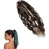 Generico Coda di cavallo elastica dread, extensiones De Cabello,boho intrecciato a mano con perle e conchiglie, semplice fissaggio elastico a coda di cavallo in un minuto, code di cavallo avvolte