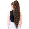 Ser Mulher Coda Capelli Extension Riccia, Lunga: 90 cm - Peso: 187 g con Coulisse Regolabile - Coda Finta Capelli, Voluminosa in Termofibra Naturale, Facile da Applicare, JACY, Natural Brown