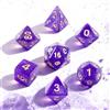 SLAKOZYT Set di 7 dadi poliedrici per giochi di ruolo, Pathfinder, giochi da tavolo, D20, D12, D10, D8, D6, D47 pezzi (rosa-viola)