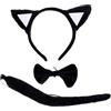 Warmhm Set Accessori Carnevale Gatto Per Bambini 3 Pezzi, Fascia Chioma Orecchie Di Gatto in Cotone, Coda e Fiocco Divertenti Per Feste e Travestimenti Teatrali, Regalo Sicuro e Comodo Per Neonati
