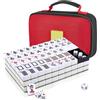Nastopee Gioco Mahjong grande - Set Mahjong cinese 3x2,25 cm con 146 pezzi, Pietre Majong facili da leggere, Set completi di giochi Majong, Robusta custodia da viaggio (Imballaggio in sacchetto di tessuto)