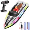 HOTUT Barca Telecomandata per Bambini, Impermeabile Barca da Corsa RC ad Alta Velocità da 2,4 GHz con Luce LED,Motoscafo Giocattolo Ricaricabile con Fantoccio,Motoscafo Giocattolo per Adulti e Bambini