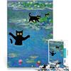 AITEXI Puzzle da 1000 pezzi per adulti Ninfee di Monet Cat Giocattoli educativi per l'apprendimento Giochi per famiglie Ottimi regali e giocattoli 75x50cm