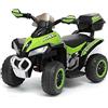Tecnobike Shop Mini Quad Deluxe 6V luci Suoni Batteria Ricaricabile Marcia Avanti e Indietro Baluetto e Parabrezza (Verde)