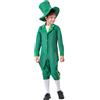 Generic Costume da Leprechaun per Bambini, per Ragazzi e Ragazze, per la Festa di San Patrizio, Completo con Cappello a cilindro e Abito da Cerimonia e Pantaloni da Equitazione, Tradizionale Verde Irlandese