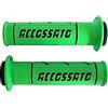 ACCOSSATO Coppia di Manopole In Gomma Bicomponente Verde con Scritta Accossato Nera per Kawasaki Ninja ZX-10R dal 2004 al 2005 (CC 1000)
