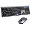 Bluestork Set tastiera e mouse wireless - BLUESTORK - AZERTY - Metallo - Silenzioso - Tasti a forbice