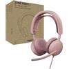 Logitech Zone Wired 2 for Business - Cuffia con microfono con cancellazione del rumore con ANC ibrida adattiva, certificazione Microsoft Teams, USB-C con adattatore USB-A - Rosa