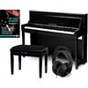 Classic Cantabile UP-1 SH Pianoforte Verticale Digitale - 88 Tastiera pesata - Pianola musicale con USB, MIDI, 256 polifonia, 40 voci - Piano digitale Set con Panca e Cuffie - Nero Lucido