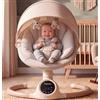 BEBE2LUXE ALPHA, Sdraietta dondolo automatico per neonato fino a 9 kg, Altalena Eletrica con Melodie, Telecomando, touch screen LED, Regolazione dello schienale, Timer, silenzioso (Beige)