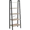 VASAGLE Scaffale a Scala, Libreria a 5 Ripiani, Scaffale Portaoggetti, per Soggiorno Camera da Letto Cucina Studio, Stile Industriale, Struttura in Acciaio, Marrone Rovere e Nero LLS045B50