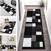 SGLGSTORE Tappeto da Cucina Antiscivolo, Tappeto passatoia Lavabile Grigio Scuro Nero Bianco Poliestere 60X180CM Tappeto Lungo per Ingresso Corridoio Soggiorno Camera da Letto Tappetino Tappeti Runner Moderno