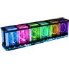 Micpointik Kit orologio da tavolo in stile retrò Nixie Tube con analisi musicale LED RGB, 38 colori, 14 effetti, orologio in tempo reale con batteria di backup, analogico, 5 V