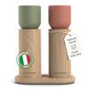LARS NYSØM Set Macina Sale e Pepe in Legno Manuale con Vassoio - Macina Spezie con Macina in Ceramica Regolabile - Macina Pepe e Sale in Legno di Faggio per Cucina o Tavola (Red/Green)