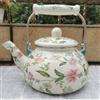 Generic Bollitore da tè smaltato vintage, teiera smaltata floreale, teiera in porcellana smaltata con fischio, teiera turca per acqua calda con manico freddo, per piano cottura da cucina