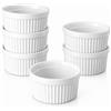 QinyOulhause Set di 6 Stampi per Soufflè 240ml 8oz Pirottini per Creme Brulee Mini Ciotole in Ceramica,Resistenti al Forno,Cocotte in Porcellana per crème brûlée,soufflé e dessert,Bianco(Senza coperchio)