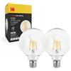 YASTA KODAK Set 2 Lampadine LED E27 Luce Calda 2700K G95 Globo 7,5W (Equivale a 90W) 900 Lumen, Sfera In Vetro Trasparente Filamento Extra Lungo Dimmerabile Diametro Ø 95mm Design Vintage Retrò