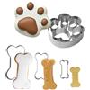 QINGZY Set di Formine per Biscotti a Forma di Osso di Cane, 4 Pezzi Stampi in a Forma di Zampa e Ossa, in Acciaio Inox, Sicuri, Durevoli e Facili da Pulire, Tagliapasta per Cottura e fai da te