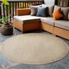Carpetsale24 Tappeto da Esterno Impermeabile 120 cm Rotondo Beige - Tappeto Resistente alle Intemperie e Lavabile in Lavatrice - Tappeto per Terrazza, Balcone, Campeggio, Giardino