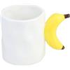 DLBTWDOYLS Tazza in ceramica unica con manico a mela rossa o banana, tazza da caffè divertente e pratica da 280 ml per tè in ufficio o a casa, bevande calde, ecc (banana)