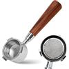 Gcljlmy Portafiltro senza fondo da 51 mm, compatibile con DeLonghi Dedica EC680/EC685/EC885, macchina per caffè espresso, portafiltro con 3 orecchie e manico in legno, cestino filtro in acciaio inox