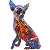 Yunmeryker Chihuahua Scultura Statua Cane Figurina Resina Decorazione Animalier Unica di Stampa Adatta per Scrivania Soggiorno Camera Da Letto Ufficio Re, c