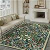 PureCozy Tappeto Salotto 200x300cm Floreale Pelo Corto Antiscivolo Morbido Retro Lavabile Tappeti per Cucina Corridoio Piedi Del Letto Camera Da Letto Salotto Verde Rug