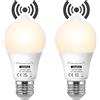 Vanpus Lampada con rilevatore di movimento E27 LED Bianco caldo 2700K 9W PIR-Sensor und Dämmerungssensor E27 Automatic On Off Light Ricezione automatica: accendere/spegnere la luce (2 pezzi)