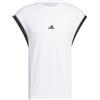 adidas Uomo Basketball all World Sleeveless Tank Shirt, White/Black, XL Tall
