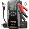 NACKEO Avviatore Batteria Auto con Compressore 160PSI, 8000A Booster Avviamento Auto (Motori Fino a ALL Gas o 12L Diesel), 12V Avviatore di Emergenza con Cavi Avviamento, LED, Schermo LCD e scatola