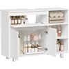 BEWISHOME Mobile Sottolavabo per Bagno,Mobile da Bagno, 1 vano Portaoggetti Nascosto, 2 Ante, 3 Ripiani Regolabili Aperti, con Gambe, 90 x 64.5 x 30 cm, Bianco EYSG02W