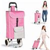 BAKAJI Carrello spesa Trolley porta tutto ZEUS con Vano Termico e Tasca Esterna Portaoggetti, Carrellino Portaspesa con Borsa Termica Integrata e Ruote Silenziose in EVA, 35 x 30 x 90 cm, (Rosa)