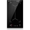 AMZCHEF Piastra Induzione 2 Fuochi, Piano Cottura Induzione con Flex zone con 9 Livelli di Potenza, Riscaldamento Intermittente, Serrature di sicurezza e timer,Controllo Touch Slide,3300W,Nero